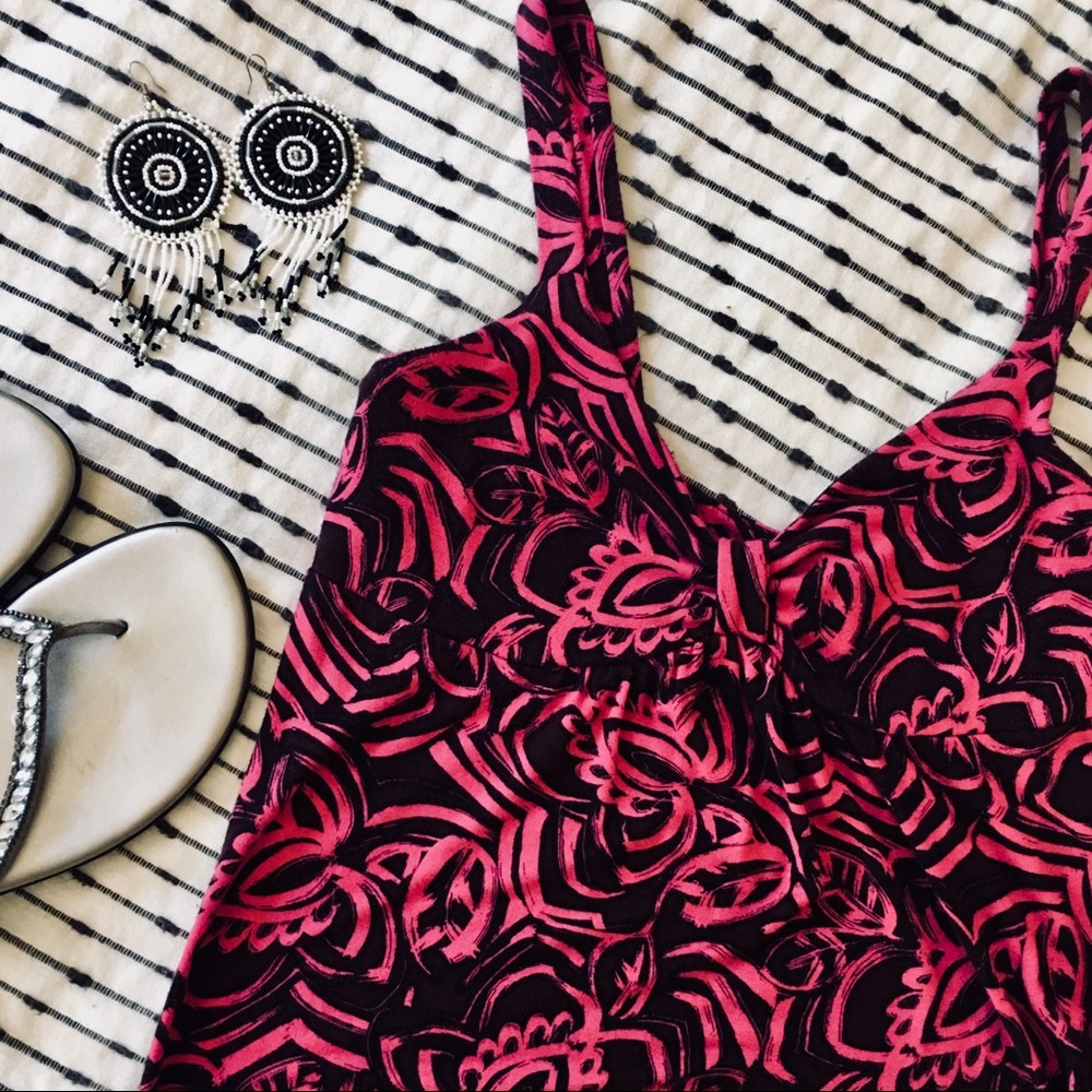 Banana Republic Pink Black Maxi Dress Small Summer